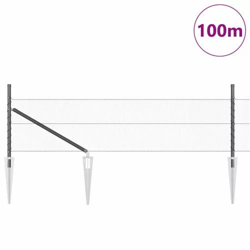  Kerítésoszlop Szürke 100 x 0,5 m (13 mm háló) Acél és PVC