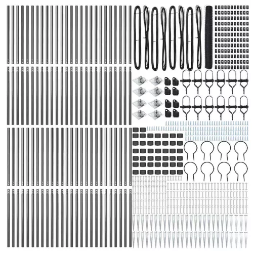  Kerítésoszlop Szürke 100 x 1,4 m (36 mm háló) Acél és PVC