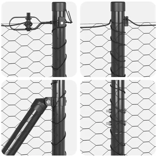  Kerítésoszlop Szürke 100 x 1,4 m (36 mm háló) Acél és PVC
