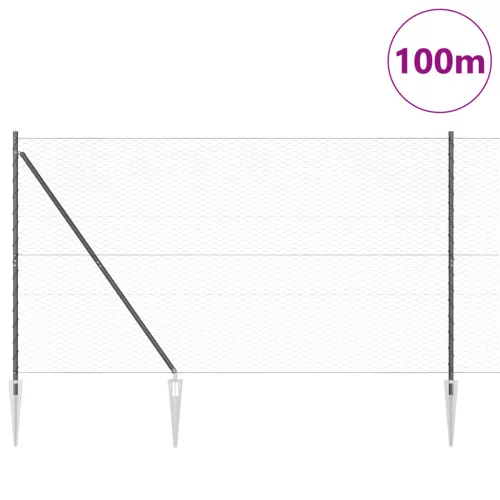  Hatszögletű Kerítés Szürke 1.6x100 m Acél