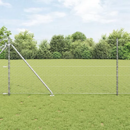  Hatszögletű láncfence 13 cölöpposzttal 1x25 m Horganyzott acél
