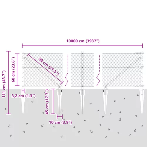  hatszögletű kerítés 0.6x100 m galvanizált acél