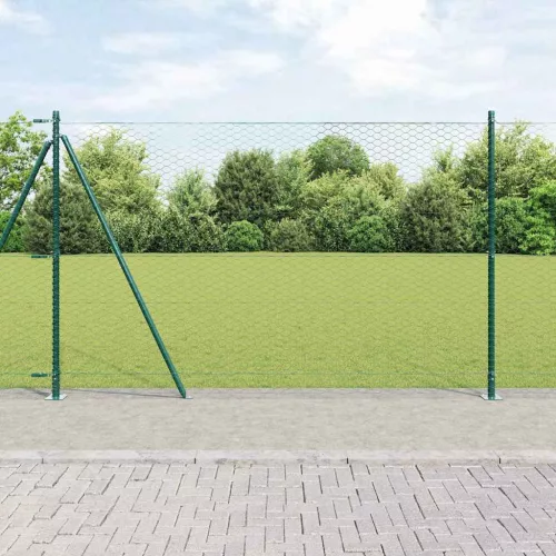  Kerítés oszlopokkal Zöld 1.4 x 25 m PVC-bevonatos acél