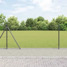    Kerítésoszlop Szürke 10 x 0,8 m (36 mm háló) Acél és PVC