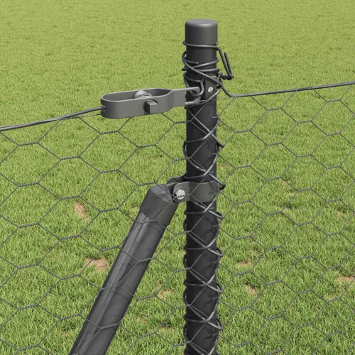  Kerítésoszlop Szürke 10 x 0,8 m (36 mm háló) Acél és PVC