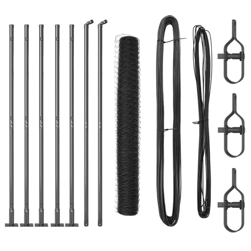  Kerítésoszlop Szürke 10 x 0,8 m (36 mm háló) Acél és PVC