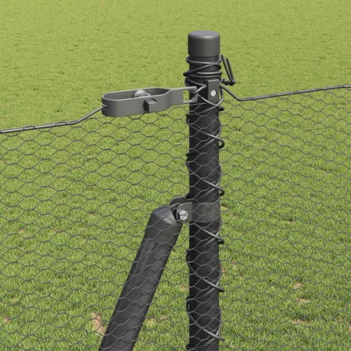  Kerítésoszlop Szürke 10 x 1,5 m (13 mm-es háló) Acél és PVC
