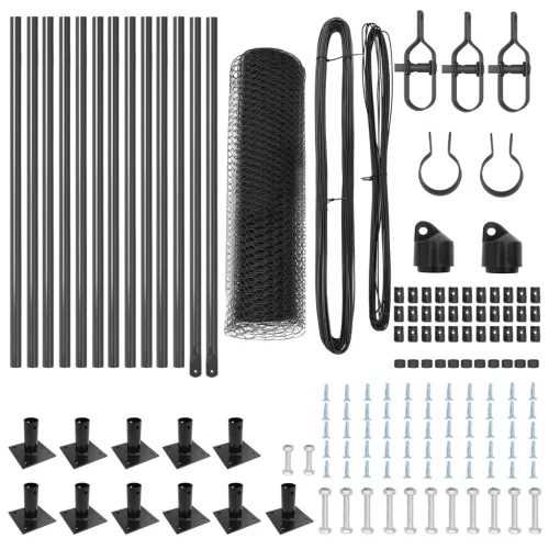  Kerítés szett 2 db Szürke Fém 25 x 0.5 m Tartós