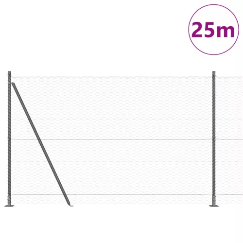  Hatszögletű Kerítés Szürke 1.6x25 m Acél