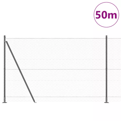  Hatszögletű Kerítés Szürke 1.4x50 m Acél