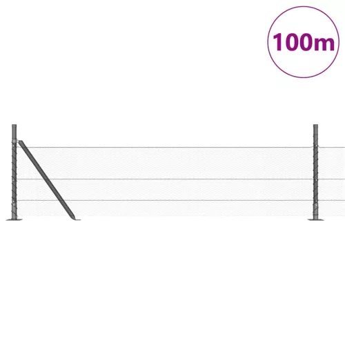  Kerítésoszlop Szürke 100 x 0,5 m (13 mm háló) Acél és PVC
