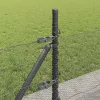  Kerítésoszlop Szürke 100 x 0,5 m (13 mm háló) Acél és PVC