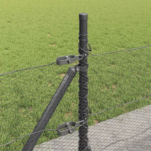  Kerítésoszlop Szürke 100 x 0,5 m (13 mm háló) Acél és PVC