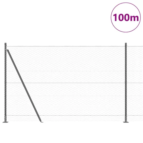  Kerítésoszlop Szürke 100 x 1,4 m (36 mm háló) Acél és PVC