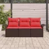  Kerti Kanapé Szett párnával tárolóval 3 pcs Barna Poli rattan