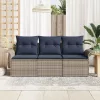 Kerti Kanapé Szett párnával tárolóval 3 pcs Szürke Poli rattan