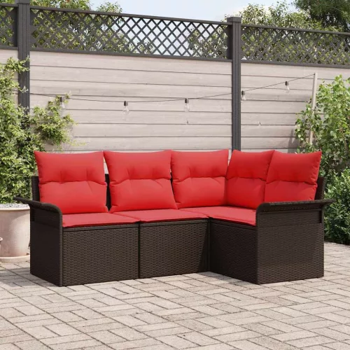  Kerti Kanapé Szett tárolóval 4 pcs Barna polirattan