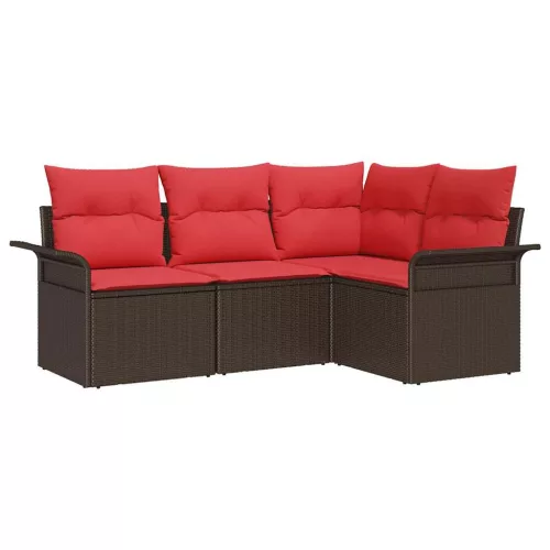  Kerti Kanapé Szett tárolóval 4 pcs Barna polirattan