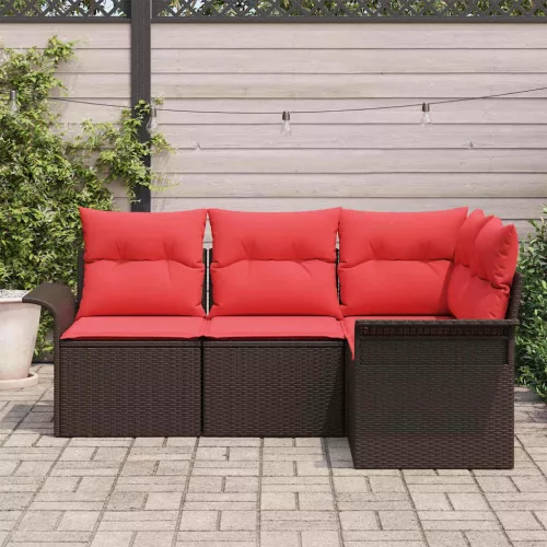  Kerti Kanapé Szett tárolóval 4 pcs Barna polirattan
