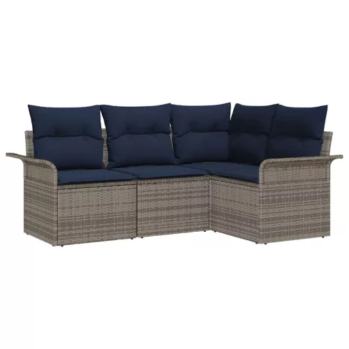  Kerti Kanapé Szett tárolóval 4 pcs Szürke polirattan