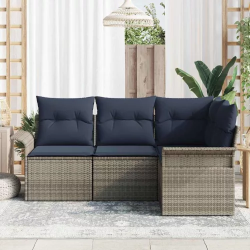  Kerti Kanapé Szett tárolóval 4 pcs Szürke polirattan
