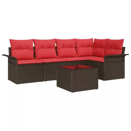  Kerti Kanapé Szett tárolóval 6 pcs Barna polirattan