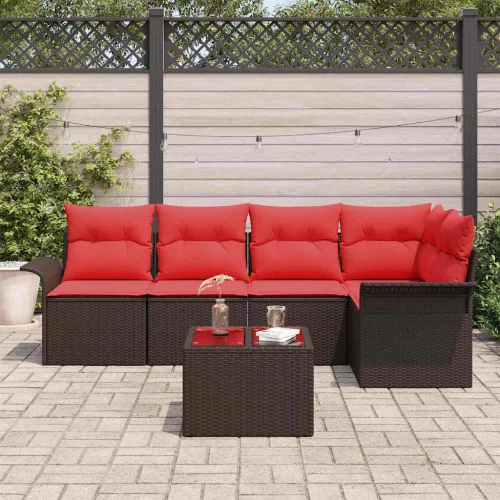  Kerti Kanapé Szett tárolóval 6 pcs Barna polirattan
