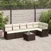  6 Darabos Kerti Sofa Szett Párnákkal Szürke Poli Rattan