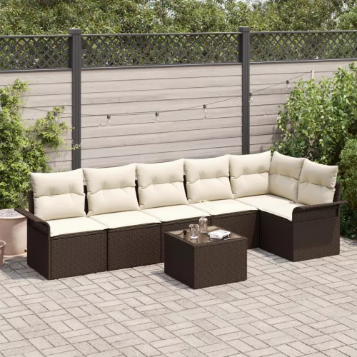  6 Darabos Kerti Sofa Szett Párnákkal Szürke Poli Rattan