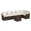  6 Darabos Kerti Sofa Szett Párnákkal Szürke Poli Rattan
