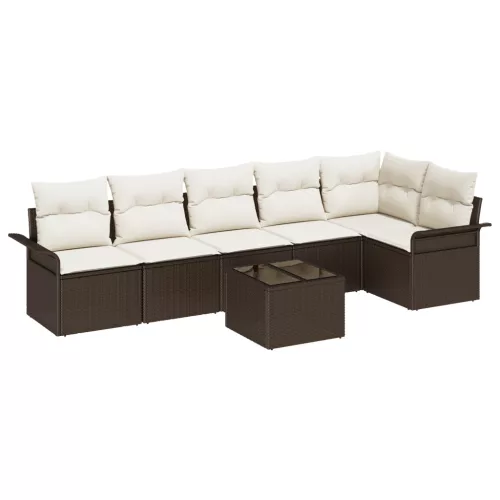  6 Darabos Kerti Sofa Szett Párnákkal Szürke Poli Rattan
