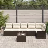  6 Darabos Kerti Sofa Szett Párnákkal Szürke Poli Rattan