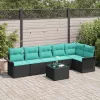  Kerti Kanapé Szett párnával tárolóval 7 pcs Fekete Poli rattan