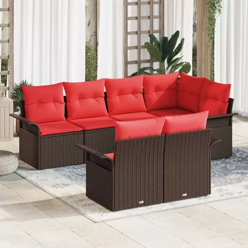  Kerti Kanapé Szett párnával tárolóval 7 pcs Barna Poli rattan