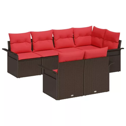  Kerti Kanapé Szett párnával tárolóval 7 pcs Barna Poli rattan