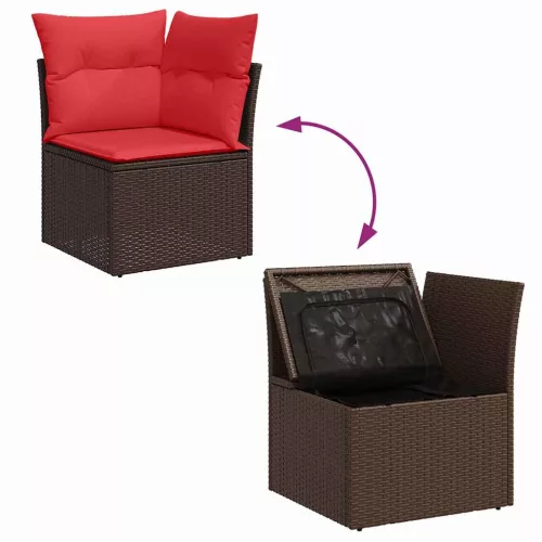  Kerti Kanapé Szett párnával tárolóval 7 pcs Barna Poli rattan