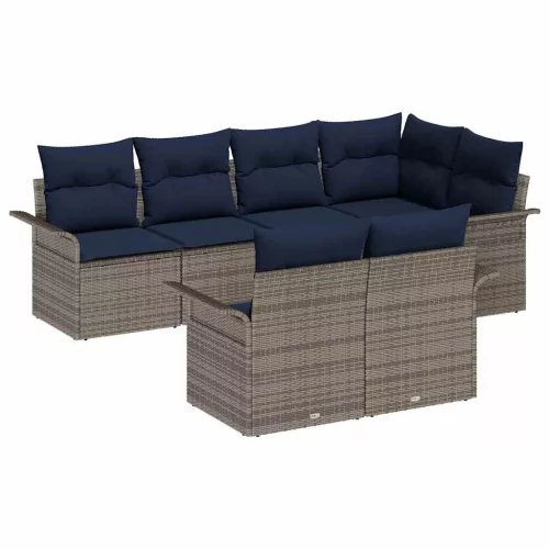  Kerti Kanapé Szett párnával tárolóval 7 pcs Szürke Poli rattan