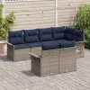  Kerti Kanapé Szett párnával tárolóval 7 pcs Szürke Poli rattan