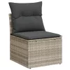  7 Részes Kert Kanapé Szett Párnákkal Szürke Poly Rattan