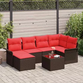  Kerti Kanapé Szett tárolóval 7 pcs Barna polirattan