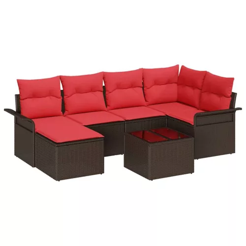  Kerti Kanapé Szett tárolóval 7 pcs Barna polirattan