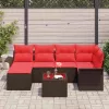  Kerti Kanapé Szett tárolóval 7 pcs Barna polirattan