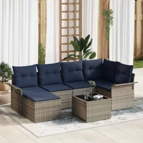  Kerti Kanapé Szett tárolóval 7 pcs Szürke polirattan
