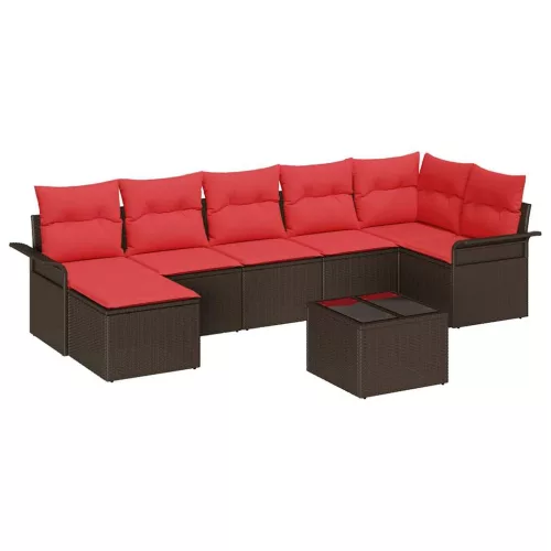  Kerti Kanapé Szett tárolóval 8 pcs Barna polirattan