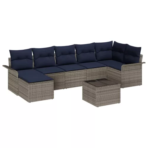  Kerti Kanapé Szett tárolóval 8 pcs Szürke polirattan