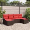  Kerti Kanapé Szett párnával tárolóval 6 pcs Barna Poli rattan