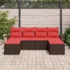  Kerti Kanapé Szett párnával tárolóval 6 pcs Barna Poli rattan