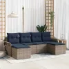  Kerti Kanapé Szett párnával tárolóval 6 pcs Szürke Poli rattan