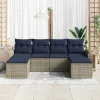  Kerti Kanapé Szett párnával tárolóval 6 pcs Szürke Poli rattan
