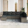 8 darabos Kerti Kanapé Szett Párnával Szürke Polyrattan